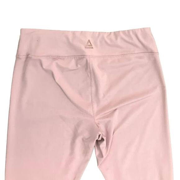 Reebok Women's Pink Logo Activewear Yoga Mesh Insert Leggings Pants Pocket SZ L - Picture 6 of 9